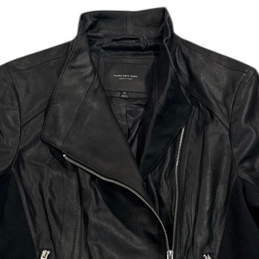 Marc New York Andrew Marc Felix Genuine Leather Moto Jacket XL NWT Black - Picture 3 of 12